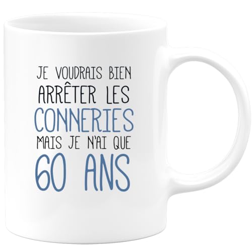 Consigue ahora Taza cumpleaños 60 años divertida y divertida Navidad cerámica color blanco Top Precio 2024 | regaloscumple.com