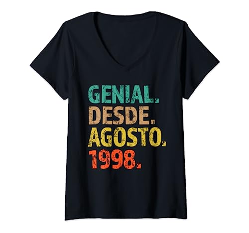 Consigue ahora Catálogo Genial Desde Agosto 1998 Born in 1998 Cumpleaños Camiseta Cuello V Top Precio 2024 | regaloscumple.com