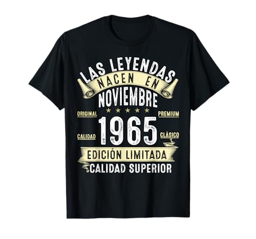 Comprar 59 Ideas para regalar Años Cumpleaños Las Leyendas nacen en Noviembre 1965 Camiseta Ofertas 2024 | regaloscumple.com
