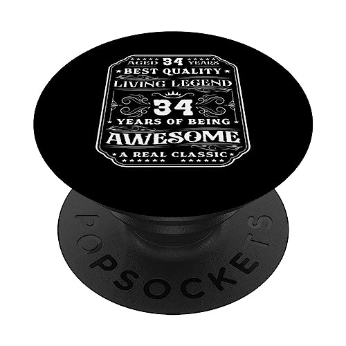 Comprar 34 Años De Ser Asombroso 34 BlackFriday Años 34 Cumpleaños Hombre PopSockets PopGrip Intercambiable Ofertas 2025 | regaloscumple.com
