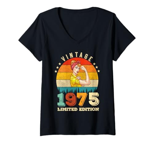 Comprar Catálogo Mujer 48 cumpleaños 1975 edición limitada vintage 48 años Camiseta Cuello V Ofertas 2024 | regaloscumple.com