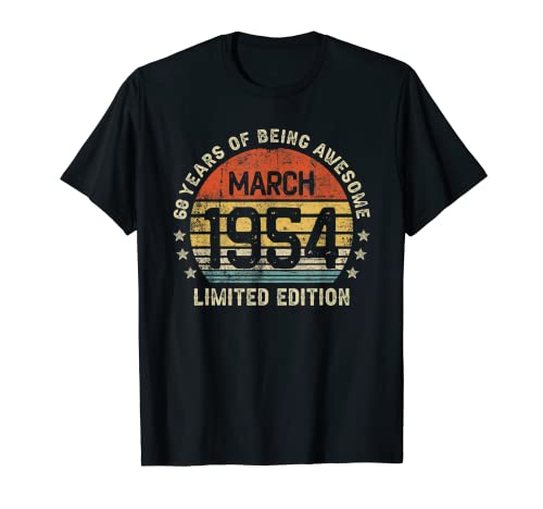 Consigue ahora 68 Años Cumpleaños Regalo Marzo Regalos 1954 Divertido Mujer Hombre Camiseta Rebajas 2025 | regaloscumple.com