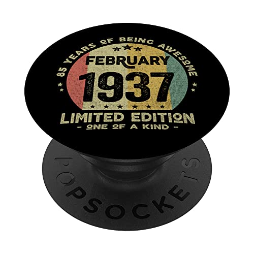 Comprar Regalo 85 años Cumpleaños Hombre Mujer BlackFriday - Febrero 1937 PopSockets PopGrip Intercambiable Top Precio 2024 | regaloscumple.com