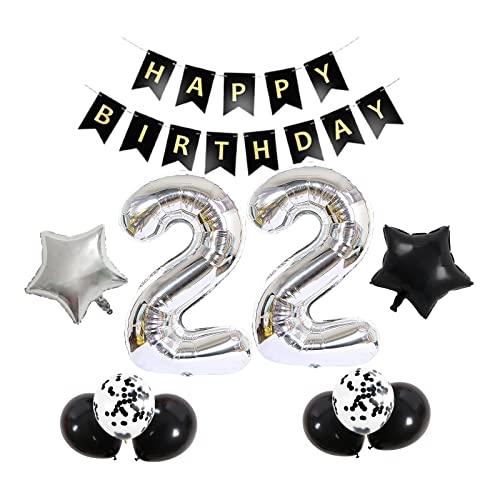 Consigue ahora QWEQWE Globos decoración 22 cumpleaños decoración Promoción cumpleaños 22 años hombres y niños color negro decoración 22 cumpleaños pancarta feliz cumpleaños 22 Rebajas 2024 | regaloscumple.com