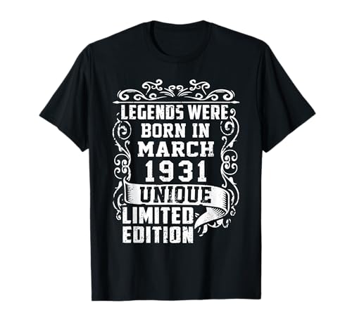 Consigue ahora Cumpleaños Marzo 1931 Edición Cumpleaños Limitada Regalo March 1931 Camiseta Ofertas 2024 | regaloscumple.com