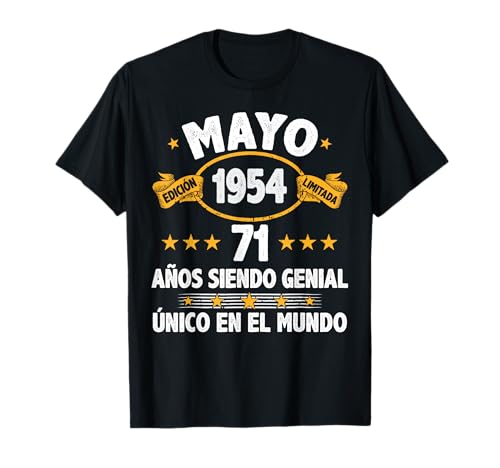 Consigue ahora Mayo Navidad 1954 71 Años Hombre Cumpleaños Regalo Mayo 1954 Camiseta Rebajas 2025 | regaloscumple.com