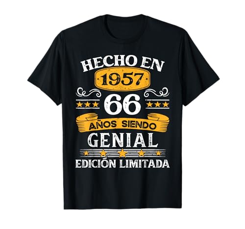 Consigue ahora 66 Años Catálogo Cumpleaños Regalo Hombre Hecho En 1957 Hecho En 1957 Camiseta Rebajas 2024 | regaloscumple.com