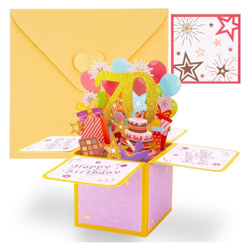 Comprar JinSu Tarjeta 70 cumpleaños 3D con Navidad sobre tarjeta felicitación 70 cumpleaños para mujeres Top Precio 2023 | regaloscumple.com
