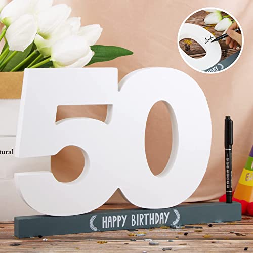 Comprar en Amazon 50 Años Tarjeta Felicitación Madera+Confeti Cumpleaños+Bolígrafo Regalo Decoración Número 50 Happy