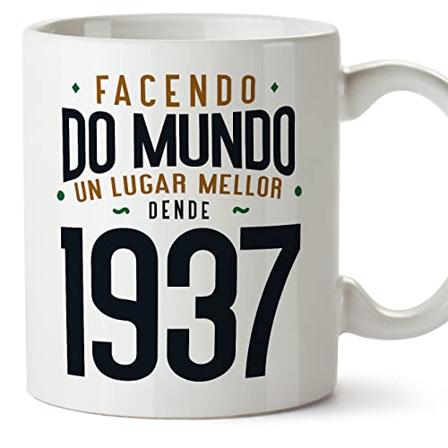 Comprar MUGFFINS Tazas 1937 Cumpleaños - En Gallego - Facendo do Mundo un Lugar Mellor - 11 oz / 330 Navidad ml - Regalo original y divertido Ofertas 2025 | regaloscumple.com
