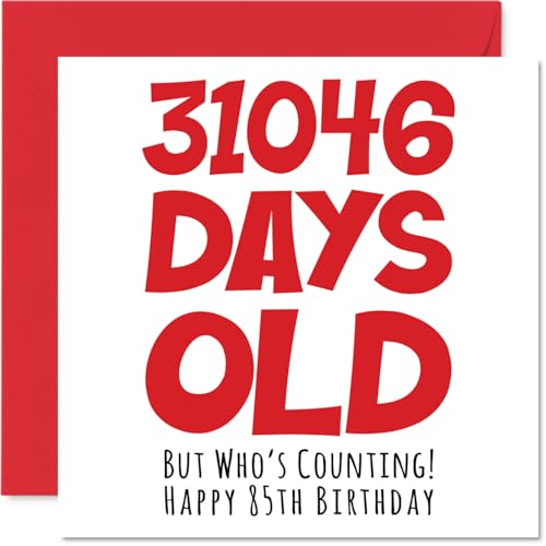 Comprar Tarjeta cumpleaños 85 para hombres y mujeres con texto Promoción en inglés "Him Her - 31046 días edad - Divertida tarjeta cumpleaños para adultos 85 mm x 145 mm tarjetas felicitación broma humorística Ofertas 2025 | regaloscumple.com