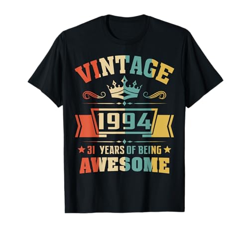Consigue ahora Cumpleaños 31 Vintage 1994 Promoción Retro Cumpleaños Camiseta Rebajas 2025 | regaloscumple.com