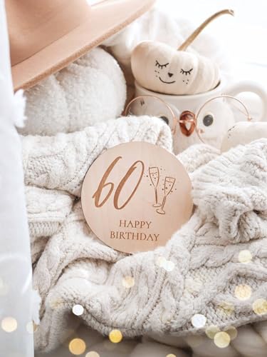 Mejores precios Joli Tarjeta cumpleaños Happy 60 madera Tarjeta 60 con