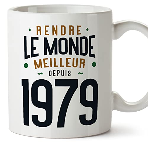 Comprar MUGFFINS Tazas 1979 Cumpleaños Ideas para regalar - En Francés - Rendre le Monde Meilleur - 11 oz / 330 ml - Regalo original y divertido Ofertas 2025 | regaloscumple.com