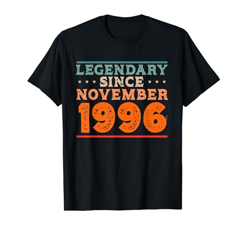 Comprar Legendario desde noviembre Regalos 1996 retro vintage fiesta cumpleaños Camiseta Rebajas 2025 | regaloscumple.com