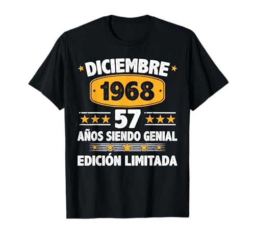 Consigue ahora Diciembre Regalos 1968 57 Años Hombre Cumpleaños Diciembre 1968 Camiseta Ofertas 2025 | regaloscumple.com