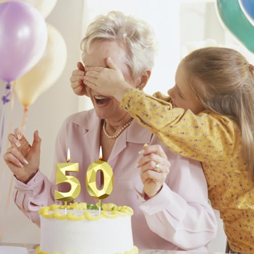 Ofertas de última hora Números piezas, 50 velas cumpleaños, béisbol, bricolaje, cumpleaños, (dorado)