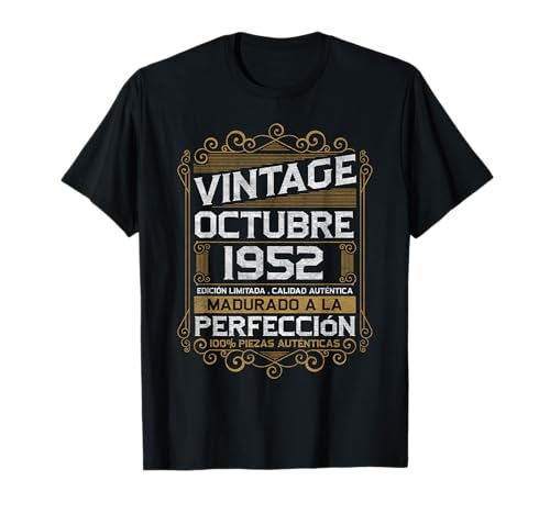Comprar Octubre 1952 Vintage Regalo 73 Años Cumpleaños Cumpleaños Hombre Camiseta Top Precio 2025 | regaloscumple.com