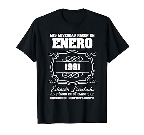 Consigue ahora Regalos Las Leyendas nacen en Enero 1991 31 Cumpleaños Camiseta Rebajas 2023 | regaloscumple.com