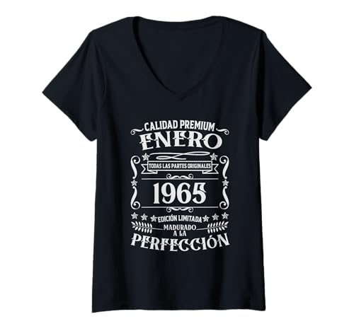 Comprar Mujer 60 cumpleaños Nacido en Enero 1965 Vintage BlackFriday 60 años Camiseta Cuello V Ofertas 2025 | regaloscumple.com