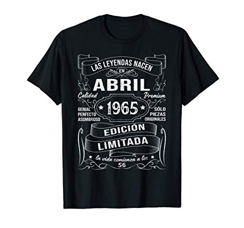 Consigue ahora Leyendas Abril Navidad 1965 Regalo Hombre Mujer 56 Años Cumpleaños Camiseta Rebajas 2024 | regaloscumple.com