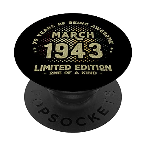 Comprar Regalo 79 años Cumpleaños Hombre Mujer - Promoción Marzo 1943 PopSockets PopGrip Intercambiable Rebajas 2024 | regaloscumple.com
