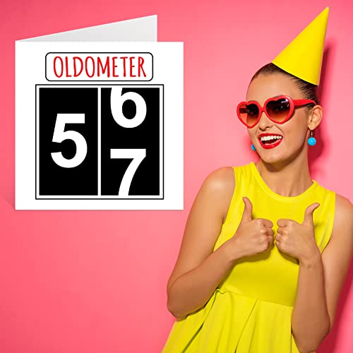 Comprar en Amazon Divertidas tarjetas de cumpleaños 57 para hombres y mujeres Oldometer