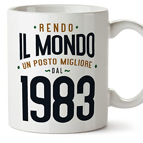 Comprar MUGFFINS Tazas 1983 Cumpleaños - Cumpleaños En Italiano - Rendo il Mondo un Posto Migliore - 11 oz / 330 ml - Regalo original y divertido Rebajas 2025 | regaloscumple.com