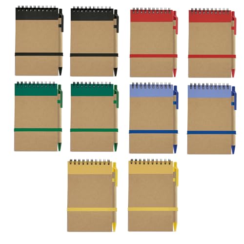 Consigue ahora Adri 10 libretas pequeñas a6 bolsillo con bolígrafo en cartón reciclado a juego cuaderno con espiral Portada Rígida libretita 70 Hojas lisas ideal para regalos en cumpleaños Promoción (10) Top Precio 2025 | regaloscumple.com