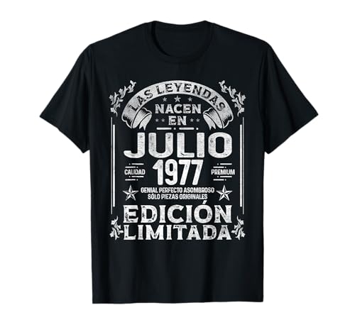 Consigue ahora Las Leyendas nacen Ideas para regalar en Julio 1977 - 47 Años Cumpleaños Camiseta Ofertas 2024 | regaloscumple.com