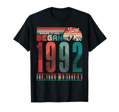 Consigue ahora Vintage 1992 Where It All Began Retro Sunset BlackFriday June Birthday Camiseta Ofertas 2025 | regaloscumple.com
