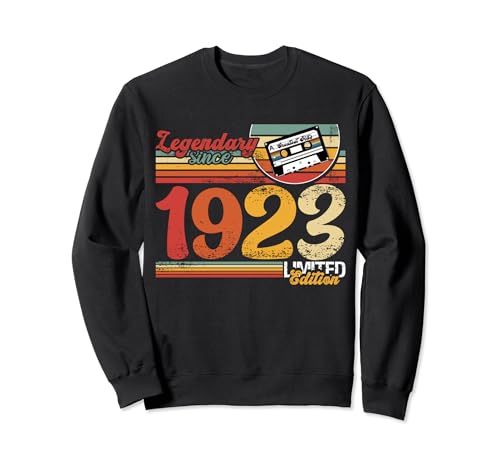 Comprar Vintage 1923 Legendario desde 1923 Regalos Casete cumpleaños Sudadera Ofertas 2024 | regaloscumple.com