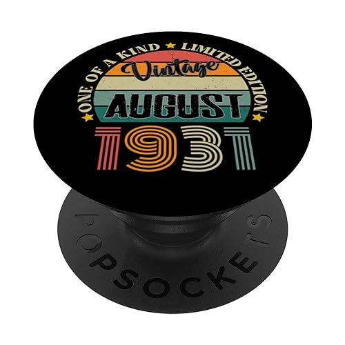 Consigue Promoción ahora 93 Años Vintage Agosto 1931 93 Cumpleaños Retro PopSockets PopGrip Intercambiable Top Precio 2024 | regaloscumple.com