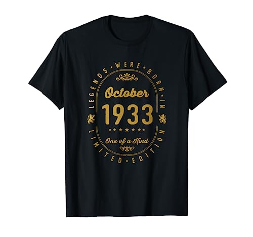 Consigue ahora Legends Were Born In October 1933 Cumpleaños Cumpleaños Camiseta Ofertas 2025 | regaloscumple.com