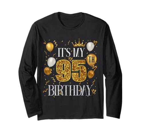Consigue ahora Camiseta cumpleaños con texto en inglés "It's My 95th Catálogo Birthday Happy 1928" para hombres y mujeres Manga Larga Ofertas 2024 | regaloscumple.com