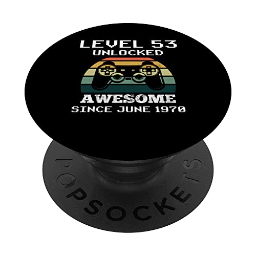 Comprar Nivel 53 desbloqueado impresionante desde junio 1970 Navidad 53 cumpleaños PopSockets PopGrip Intercambiable Ofertas 2025 | regaloscumple.com