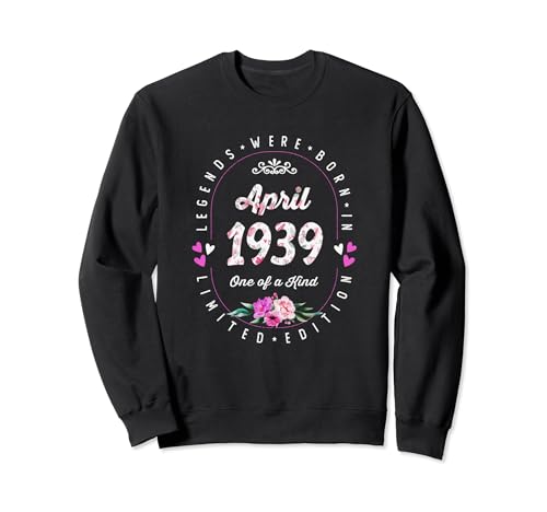 Consigue Ideas para regalar ahora Cumpleaños Floral - Las Leyendas nacen en Abril 1939 Sudadera Rebajas 2024 | regaloscumple.com