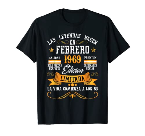 Consigue ahora Leyendas Febrero 1969 53 Años Catálogo Cumpleaños Camiseta Rebajas 2024 | regaloscumple.com