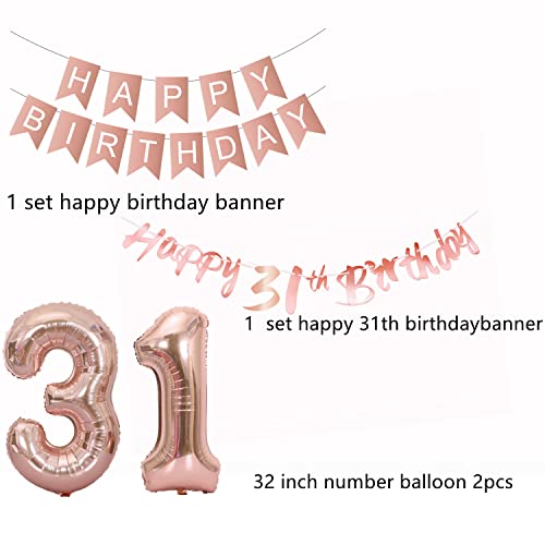 Ofertas en regaloscumple.com Globo 31 cumpleaños decoración 31 años mujeres deco oro rosa 31 cumpleaños mujeres globo   papel   aluminio 31 cumpleaños oro rosa feliz cumpleaños 31 guirnalda 31 cumpleaños deco