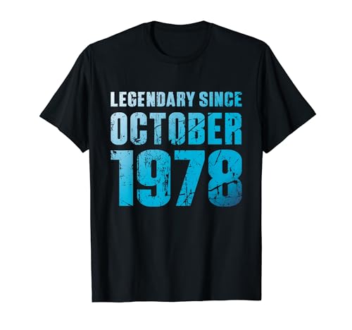 Consigue ahora 45 Cumpleaños Hombre Catálogo 45 Años Legendario Desde Octubre 1978 Camiseta Rebajas 2024 | regaloscumple.com