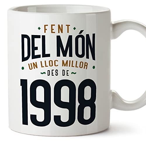 Comprar MUGFFINS Tazas 1998 Cumpleaños - En Catalán - Fent del Món un Lloc Millor - 11 oz / 330 ml - Regalo Catálogo original y divertido Ofertas 2024 | regaloscumple.com