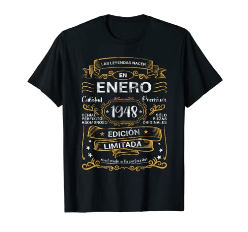 Comprar Las Leyendas Nacen Enero 1948 Navidad Cumpleaños Hombre Mujer Camiseta Top Precio 2024 | regaloscumple.com