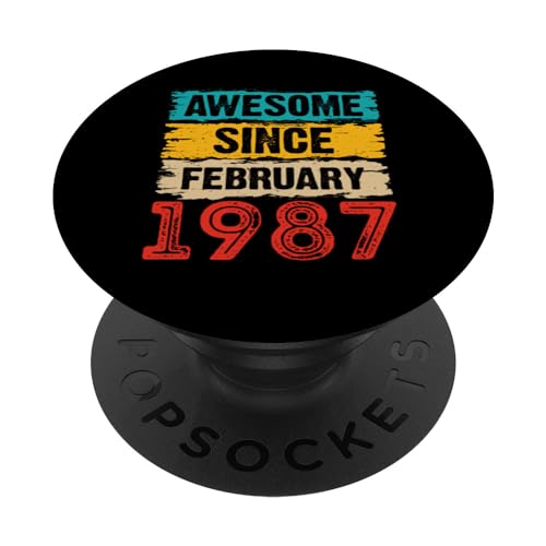 Comprar 37 años impresionante desde febrero Regalos 1987 Regalos cumpleaños número 37 PopSockets PopGrip Intercambiable Ofertas 2024 | regaloscumple.com