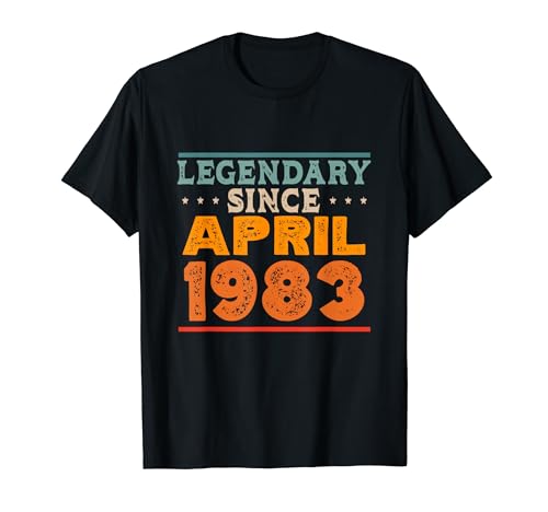 Comprar Legendary desde abril 1983 impresionante fiesta Regalos cumpleaños retro Camiseta Ofertas 2025 | regaloscumple.com