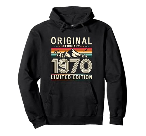 Consigue Cumpleaños ahora 55.º cumpleaños Hombre Original Febrero 1970 55 años Sudadera con Capucha Rebajas 2025 | regaloscumple.com