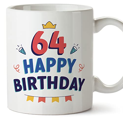 Comprar MUGFFINS Tazas 64 Cumpleaños - En Inglés - Happy Birthday! - 11 oz / 330 ml Regalos - Regalo original y divertido Ofertas 2025 | regaloscumple.com
