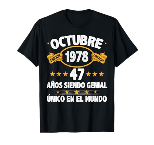 Consigue ahora Octubre 1978 47 Años Hombre Cumpleaños Regalo Octubre 1978 Camiseta Cumpleaños Top Precio 2025 | regaloscumple.com