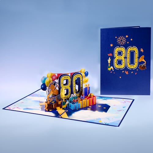 Oferta Flash Magic Ants - Tarjeta emergente  80 aniversario  80 años  80 años  tarjeta   felicitación 3D para 80 años
