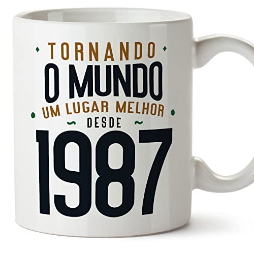 Comprar MUGFFINS Tazas 1987 Cumpleaños - En Portugués - Tornando o Mundo um Lugar Melhor - 11 BlackFriday oz / 330 ml - Regalo original y divertido Top Precio 2024 | regaloscumple.com