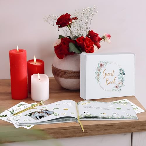 Mejores precios BOFUNX Libros de Visitas Boda Libro Firmas para los Invitados Álbum Recuerdo Aniversarios Bodas 120 Páginas con Bolígrafo y Pegatinas Fiestas Cumpleaños Comunión Bautizo